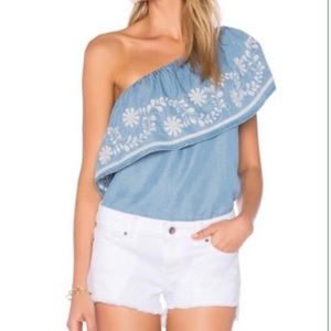 Rebecca Minkoff One Shoulder Embroidered Rita Top